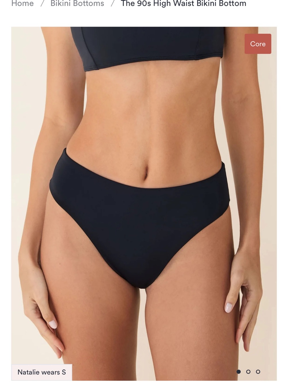 Andie 90s High Waisted Black Bikini Bottoms NWOT Size Small